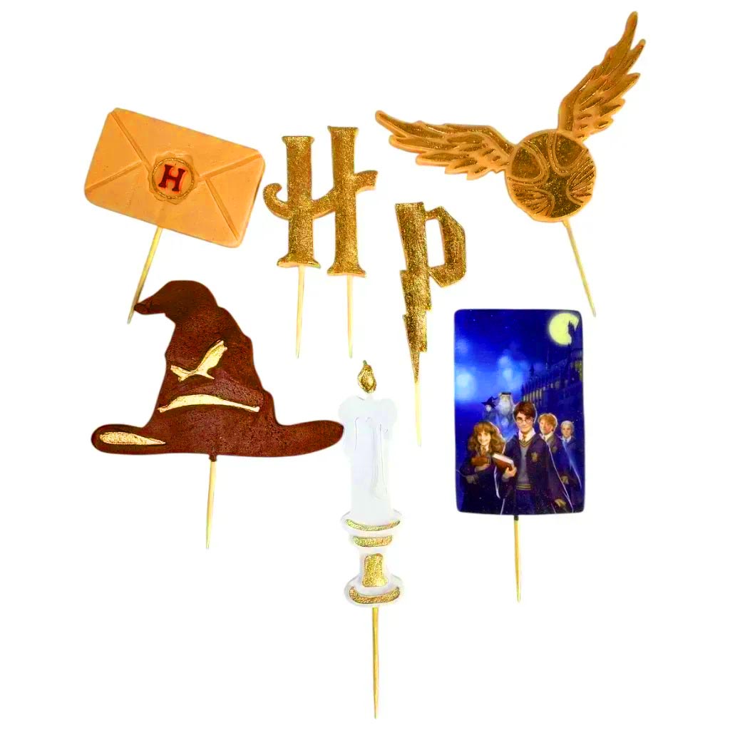 Набор сахарных топперов Гарри Поттер (зототые букви)