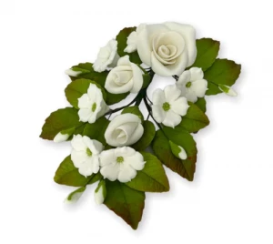 Цукрова прикраса букет з білими трояндочками