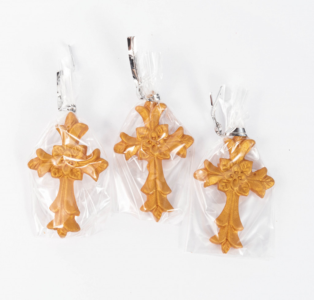 Сахарное украшение "Крестик золото премиум"