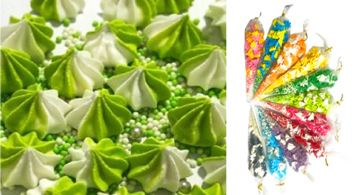 Набір меренга з посипкою біло-салатова