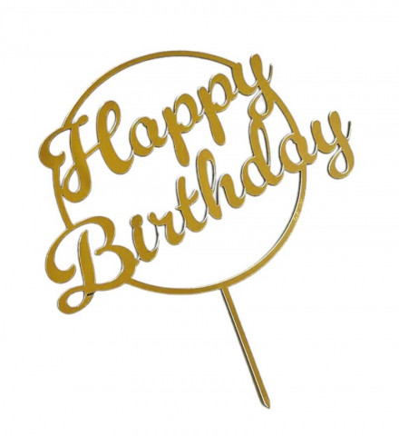 Дзеркальний топер "Happy Birthday" на шпажці