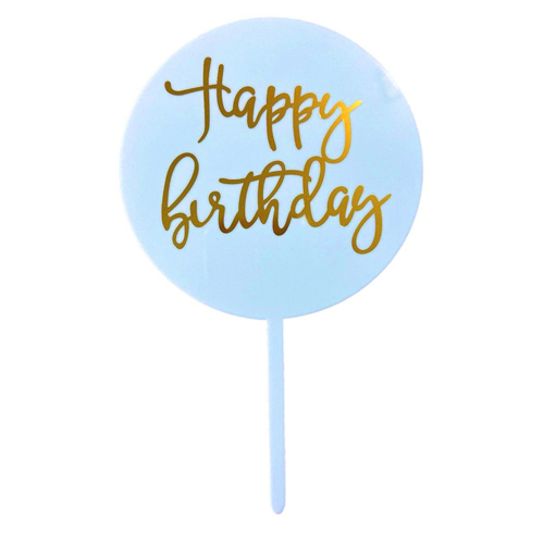 Акриловый топпер "Happy Birthday" гголубой