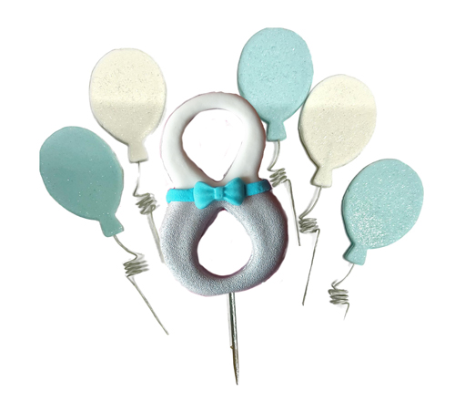 Набор сахарных топперов цифра 8 голубой