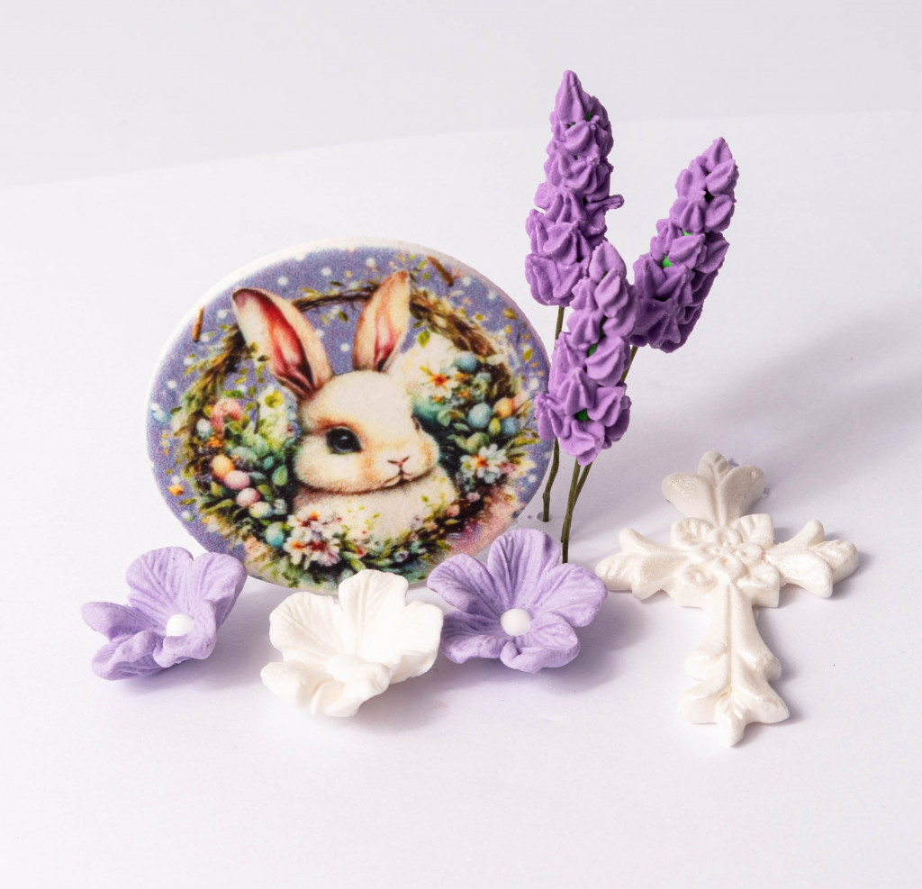 Цукрова прикраса "Зайчик і лаванда"