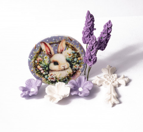 Цукрова прикраса "Зайчик і лаванда"