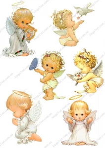 Вафельная картинка для топперов и пряников Ангелы
