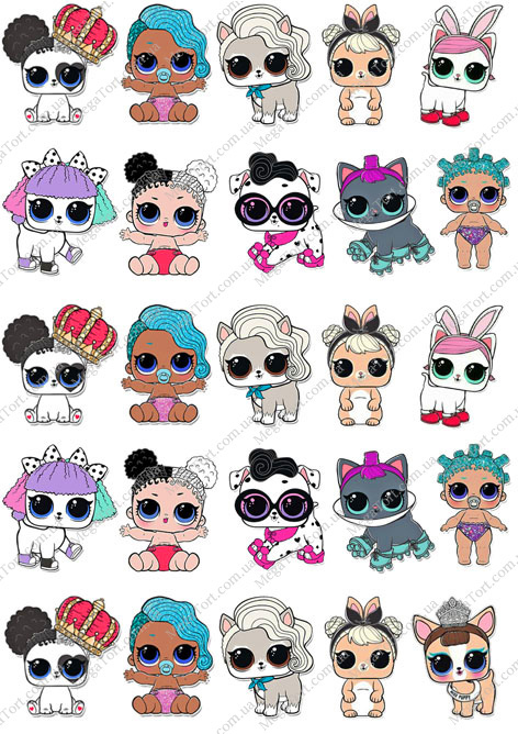 Вафельная картинка для топперов и пряников Питомцы LOL