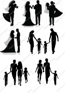 Вафельна картинка для топерів та пряників Силуети Молода сім'я