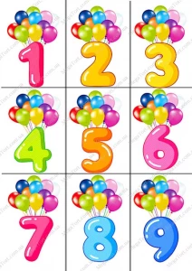 Вафельна картинка для топерів та пряників Цифри з кульками