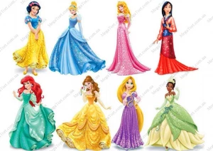 Вафельна картинка для топерів та пряників Принцеси з мультфільмів