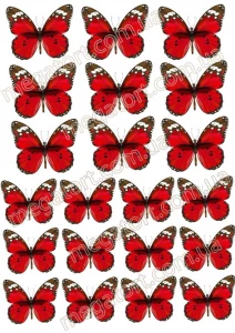 Вафельная картинка "Бабочки красные №51"