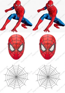 Вафельная картинка для топперов и пряников Человек Паук и паутина