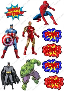 Вафельна картинка для топерів та пряників Супергерої 2