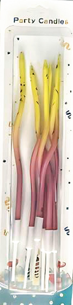 Набор свечек для торта витые градиент желто-светло-розовые 6шт