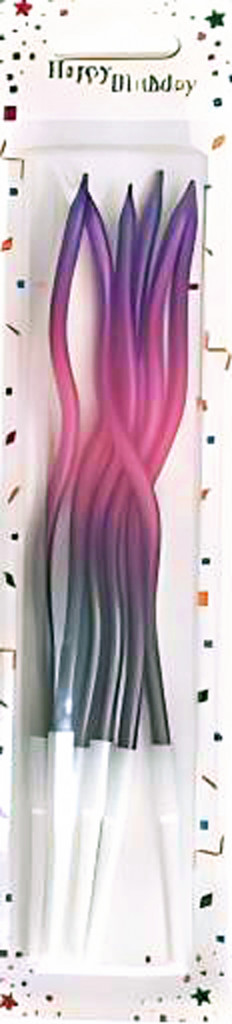 Набор свечек для торта витые градиент бордо-розовый-фуксия 6шт