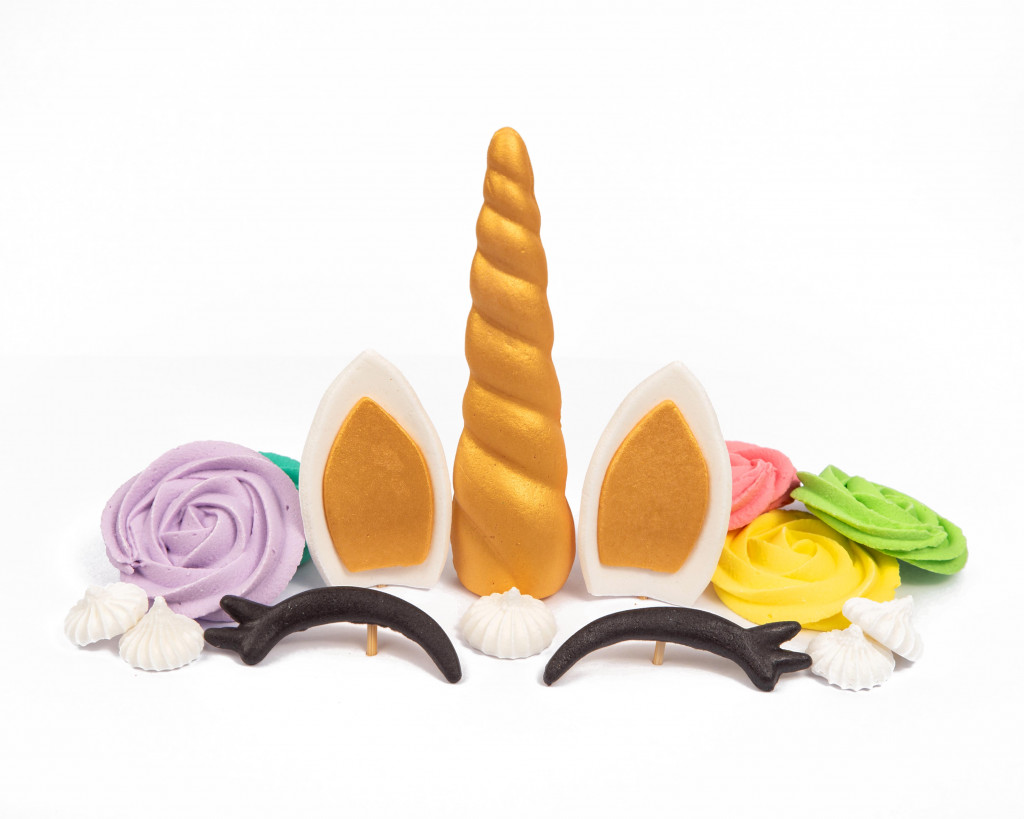 Набор сахарных топперов Единорожка золото