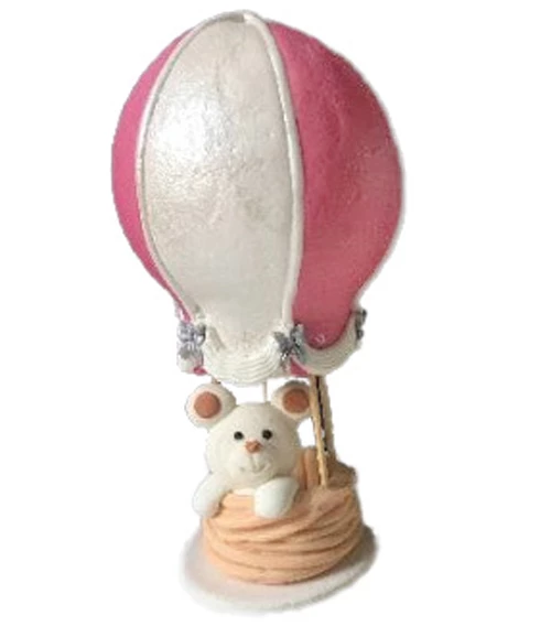 Сахарное украшение Воздушный шар с медвежонком розовый