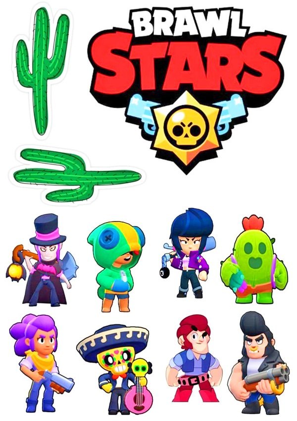 Вафельная картинка для топперов и пряников Brawl Stars кактусы