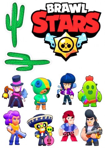 Вафельна картинка для топерів та пряників Brawl Stars кактуси