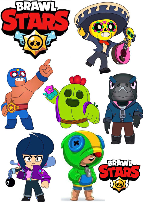 Вафельная картинка для топперов и пряников герои Brawl Stars
