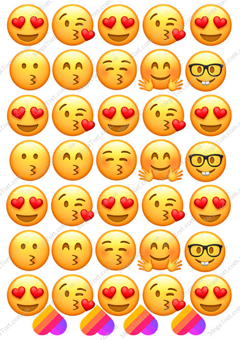 Вафельна картинка для топерів та пряників Смайли малі