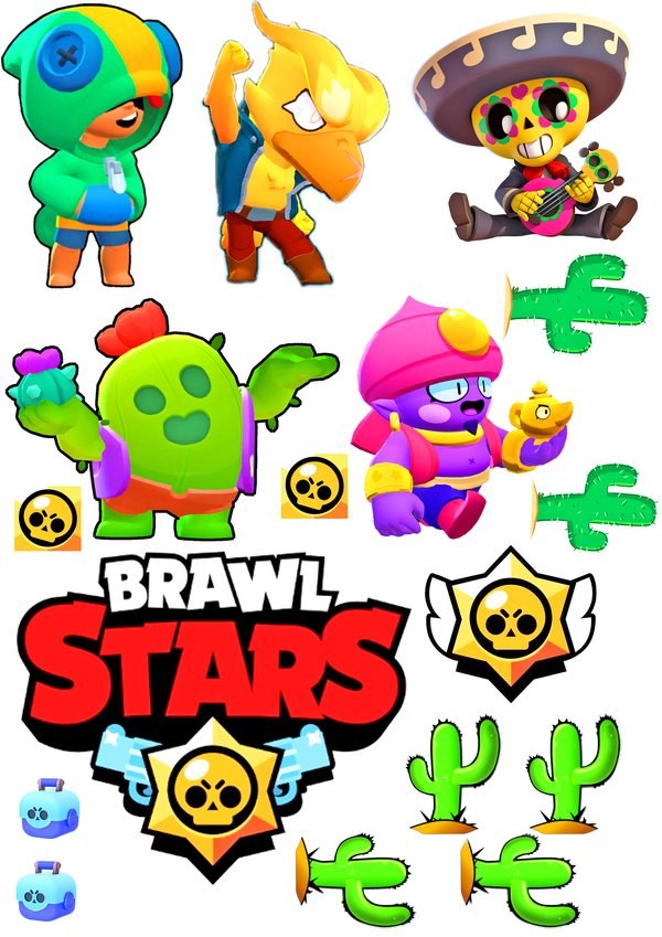 Вафельная картинка для топперов и пряников Brawl Stars герои