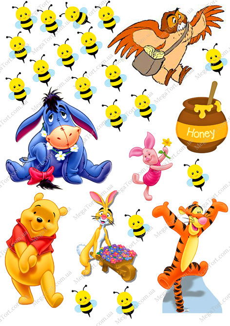 Вафельная картинка для топперов и пряников Винни Пух