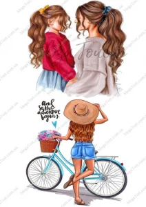 Вафельная картинка для топперов и пряников Девушка с велосипедом