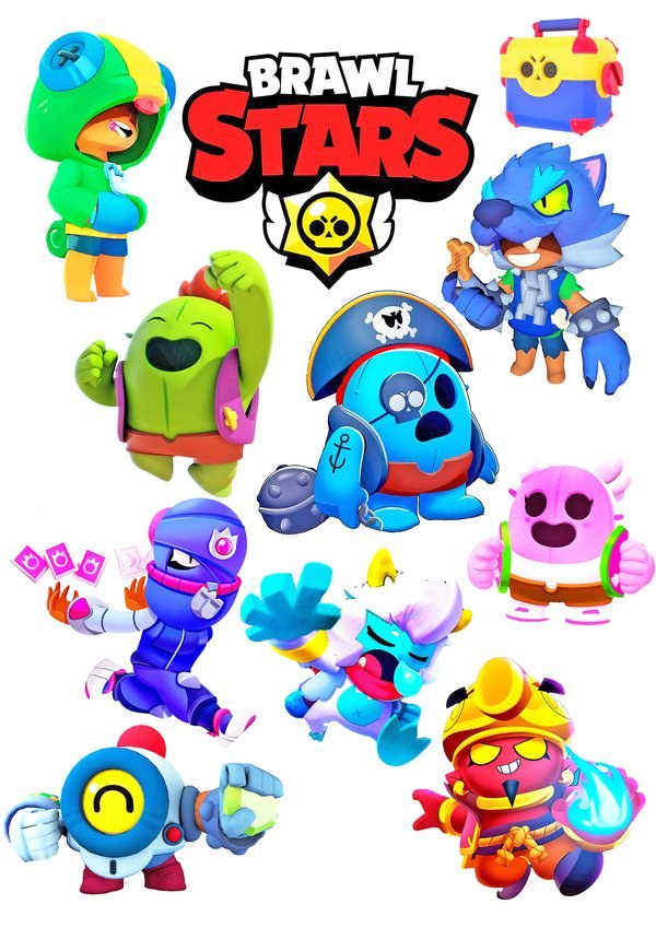 Вафельная картинка для топперов и пряников Brawl Stars персонажи