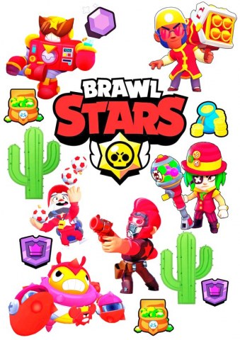 Вафельна картинка для топерів та пряників Brawl Stars з кактусами.