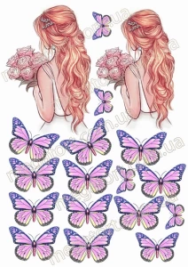 Вафельна картинка "Метелики з дівчиною №59"