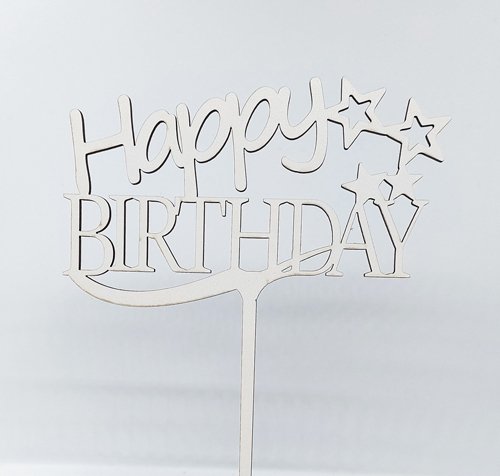 Топер "Happy Birthday" ДВП білий
