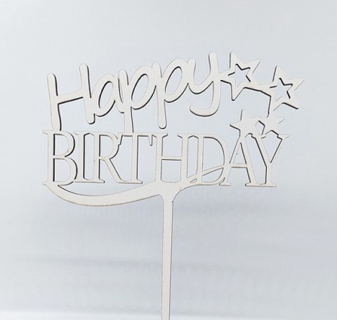 Топер "Happy Birthday" ДВП білий