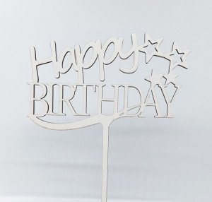 Топер "Happy Birthday" ДВП білий