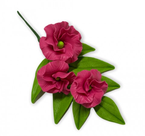 Сахарное украшение Веточка эустомы малиновая