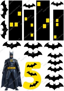 Вафельная картинка для топперов и пряников Бэтмен с летучими мышами