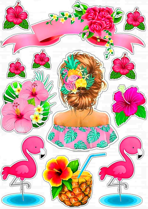 Вафельная картинка для топперов и пряников Девушка с цветами