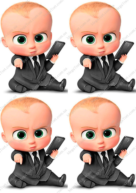 Вафельная картинка для топперов и пряников Бэби-босс с телефоном