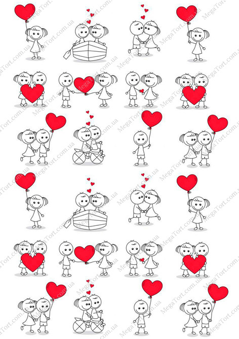 Вафельная картинка для топперов и пряников Для влюбленных