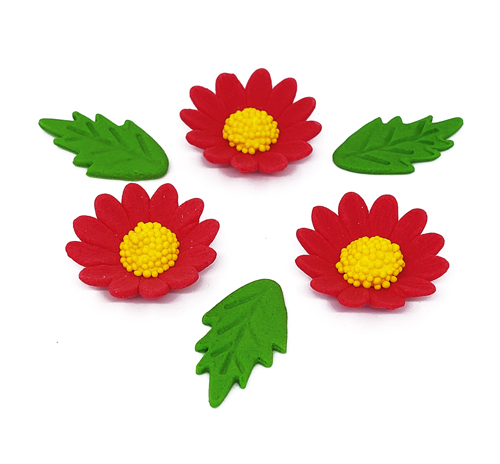 Набор сахарных украшений Ромашки красные