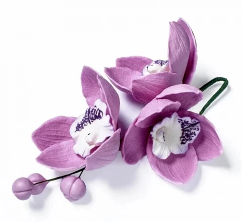 Цукрова прикраса Гілочка орхідеї бузкова