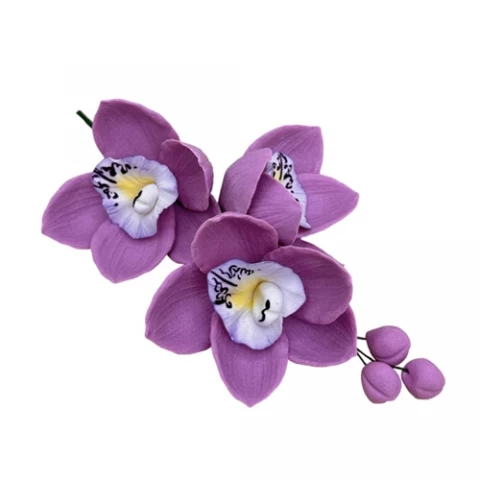 Цукрова прикраса Гілочка орхідеї бузкова