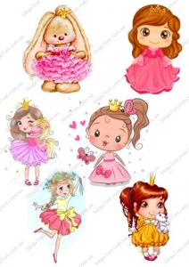 Вафельная картинка для топперов и пряников Маленькие принцессы
