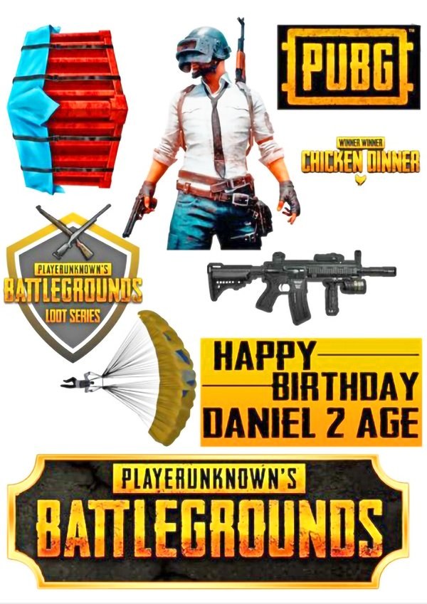 Вафельна картинка для топерів та пряників PUBG (Hарру Birthday)