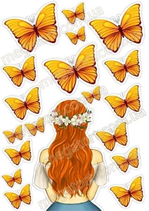 Вафельная картинка "Бабочки с девушкой №69"