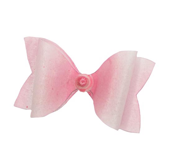 Вафельний декор бантик рожевий L-6cм