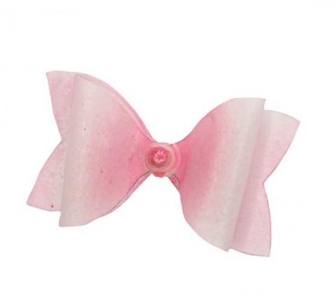 Вафельний декор бантик рожевий L-6cм