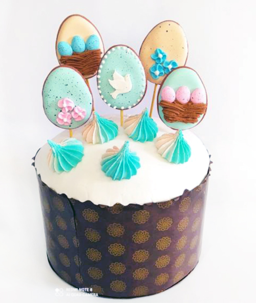 Сахарное украшение "Яйца и барвинки"