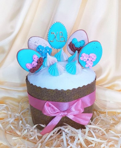 Сахарное украшение "Яйца и барвинки"