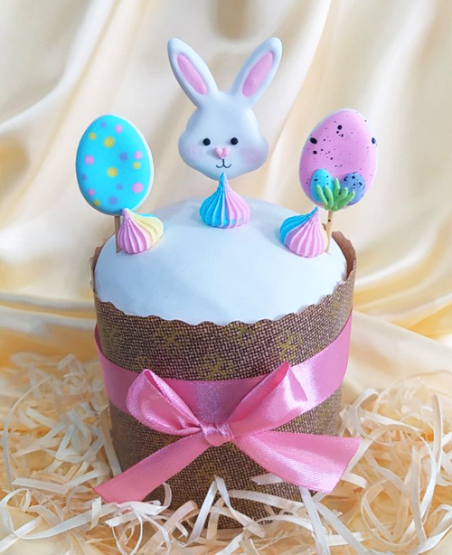 Сахарное украшение "Зайчик и радуга"